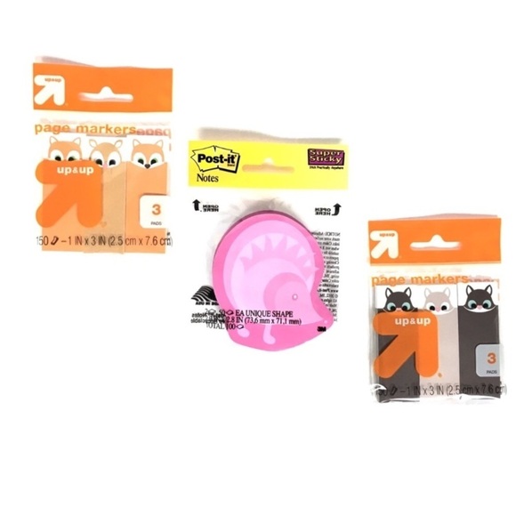 Sticky Notes Post It Up & Up Hedgehog Fox Rabbit Page Flags Planner Accessories - Picture 1 of 5